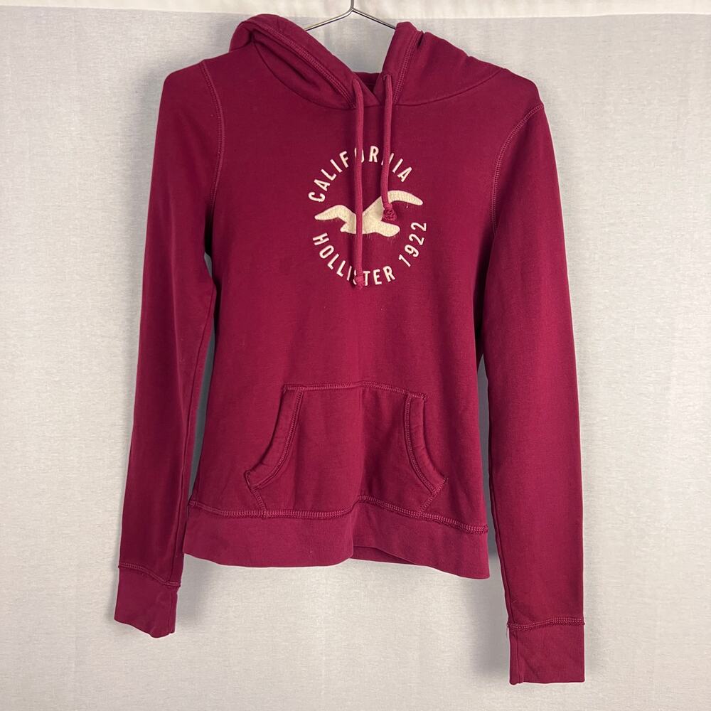 Vintage Y2K Hollister Hoodie Logo Spell Out Sweatshirt Red Surfer Preppy Lounge